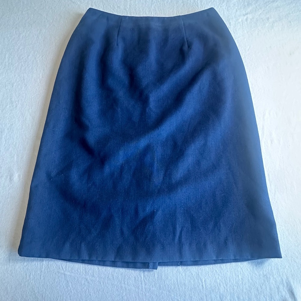 Dani Navy Pencil Skirt Tailored Woven Straight Business Casual Office USA 8